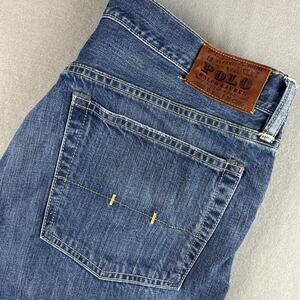 Polo Ralph Lauren Jeans 867 Mens 36x34 Blue Faded Denim Classic Fit Straight Leg